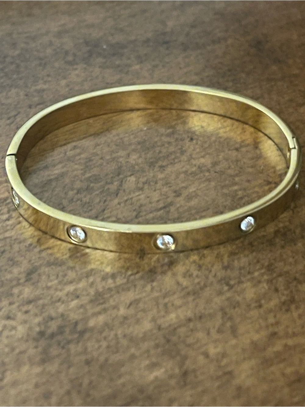 Source Unknown Gold-Tone Bangle with Clear Crystal Accents